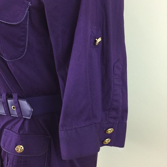 BEBE Gold logo hardware belted button shirt - Picture 7 of 10